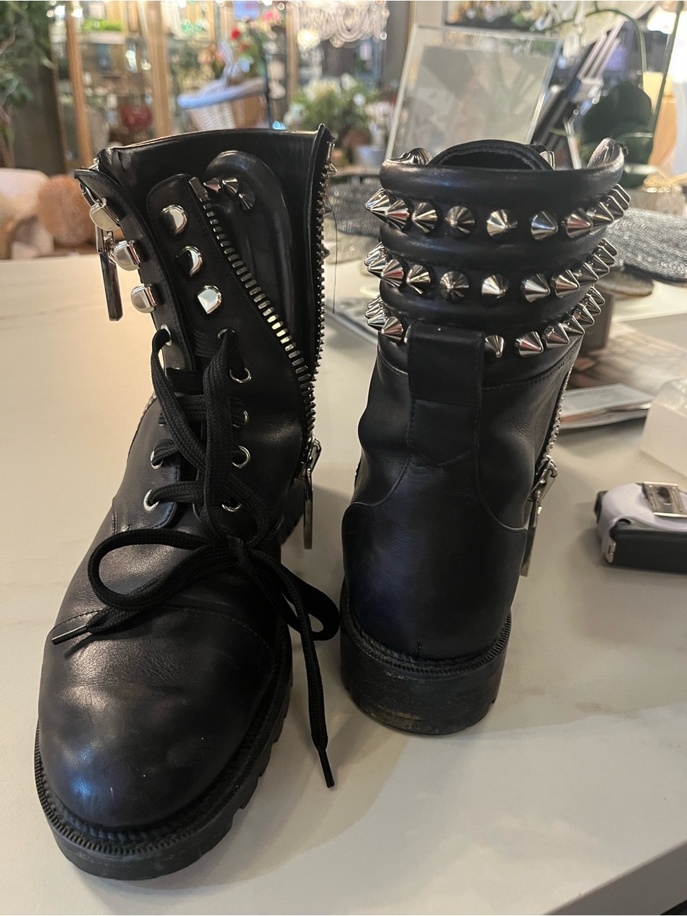 Christian Louboutin black combat boots